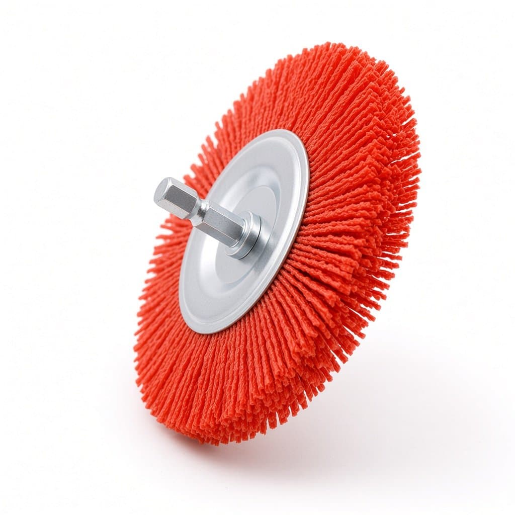 4 in Spark-Free Abrasive Nylon Wheel Brush, 1/4 in Hex Shank