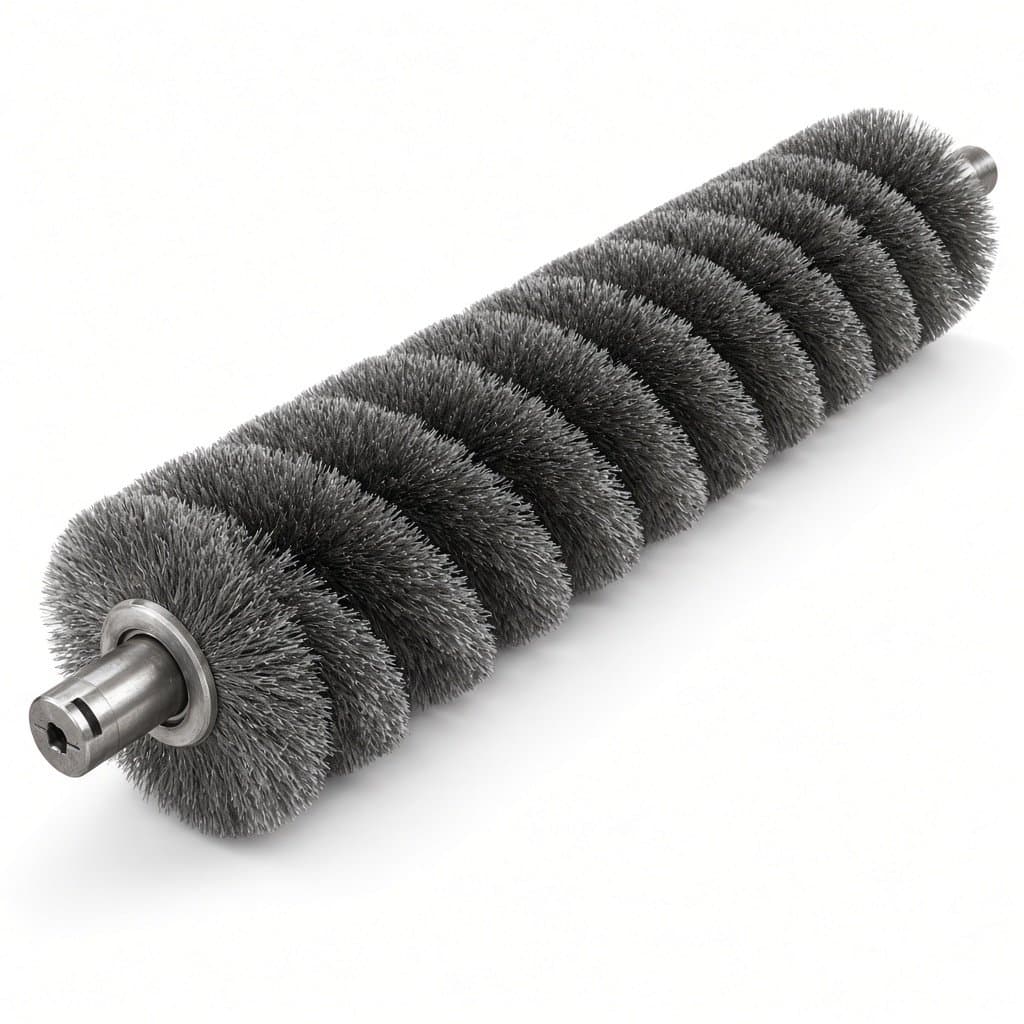 Steel Wire Spiral Roller Brush for Concrete Block Lines, 250 × 1450 mm