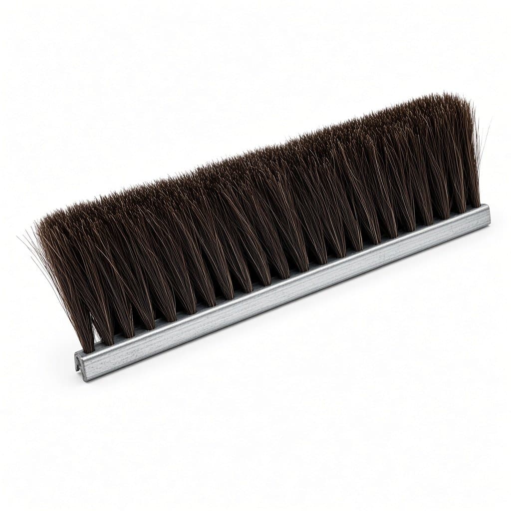Horsehair Door Seal Strip Brush, 1000 mm, Galvanized Steel Base
