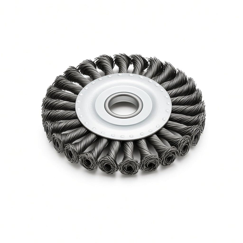 Single-Row Twist Knot Wire Wheel, 200 mm × 16 mm Bore